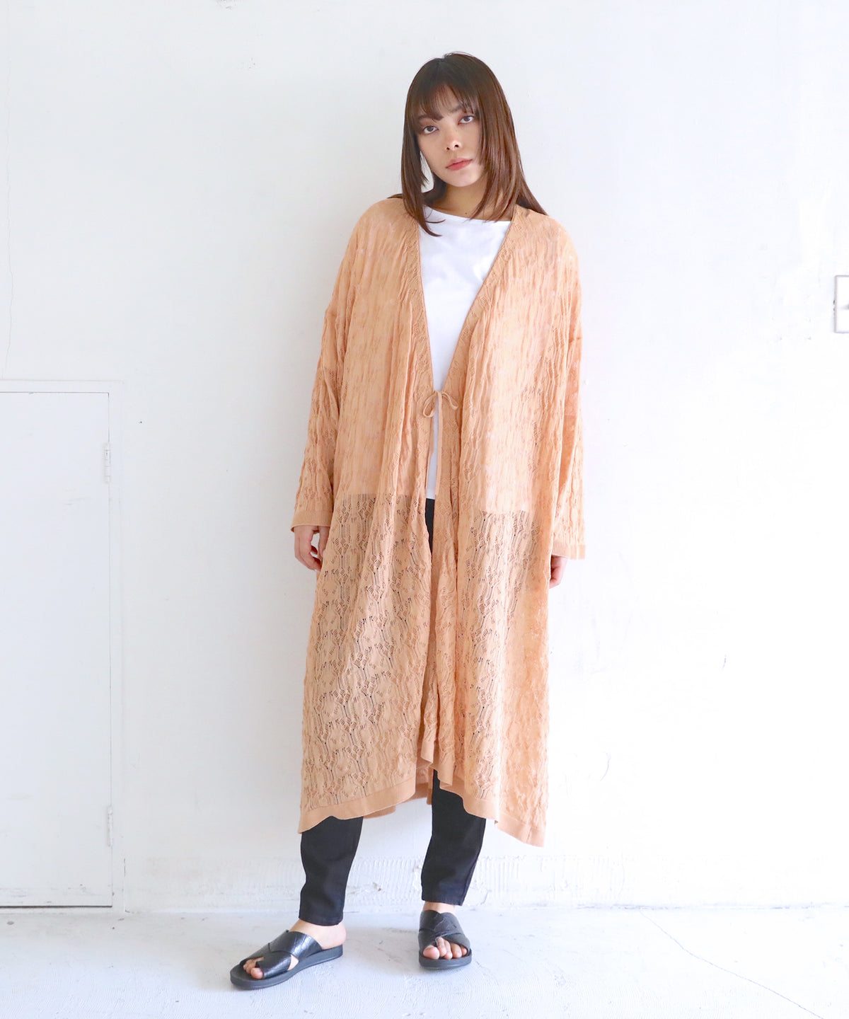 YOUTOWA ユウトワ 透かし編みカシュクールワンピース ホワイト YOUTOWA（ユウトワ）】透かし編みカシュクールワンピース