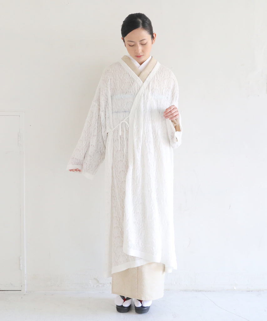 YOUTOWA ユウトワ 透かし編みカシュクールワンピース ホワイト YOUTOWA（ユウトワ）】透かし編みカシュクールワンピース